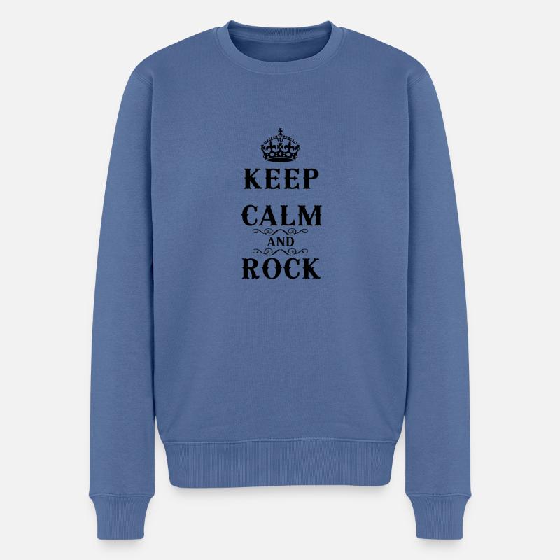 Bleib ruhig und felsen - Männer Premium Bio Pullover - Taubenblau