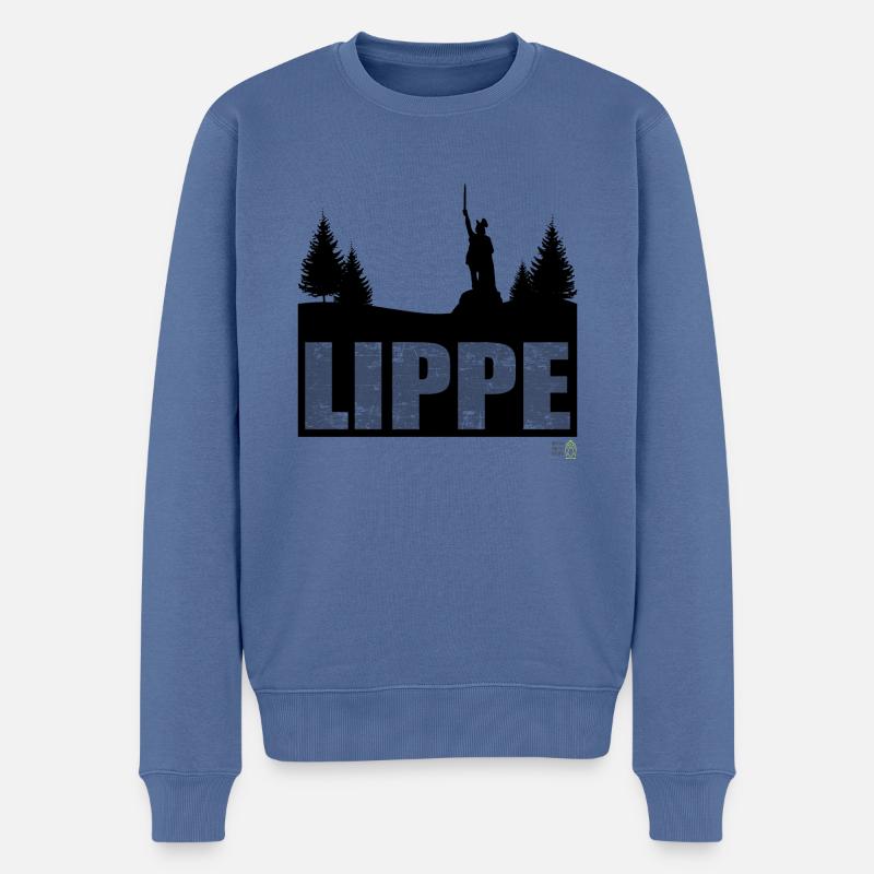 Lippe Landschaft Kreis Lippe Hermannsdenkmal - Männer Premium Bio Pullover - Taubenblau