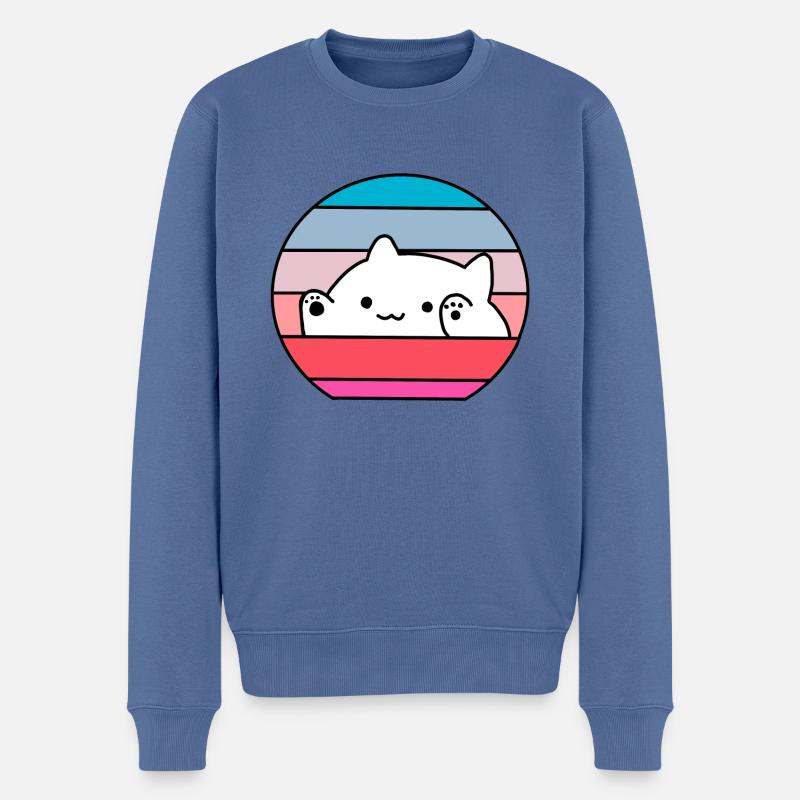 Bongo Cat - Männer Premium Bio Pullover - Taubenblau