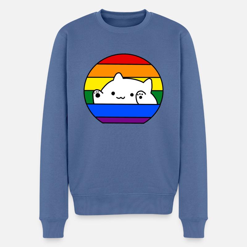 Pride Bongo Cat - Pull Premium bio Homme - bleu pigeon
