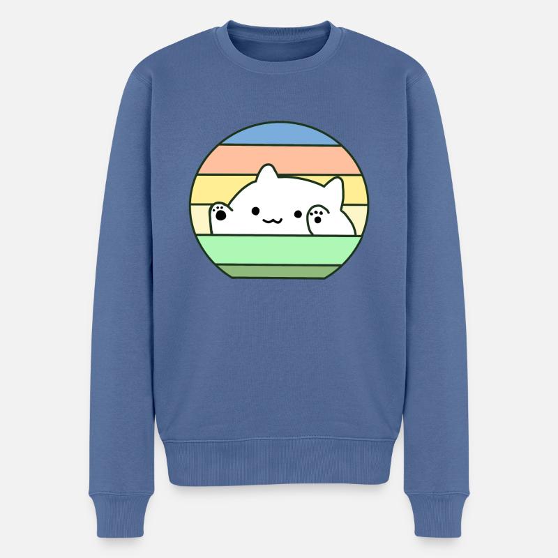 Bongo Cat 3 - Männer Premium Bio Pullover - Taubenblau