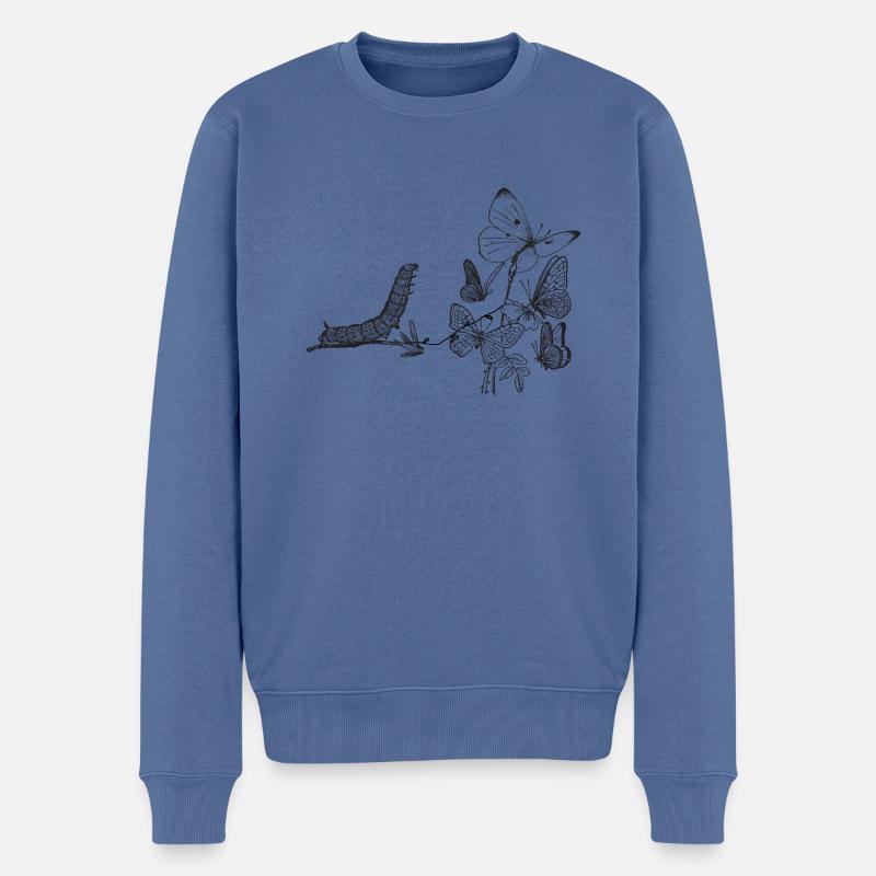 Von der Raupe zum Schmetterling - Männer Premium Bio Pullover - Taubenblau