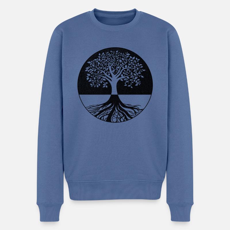 Lebensbaum - Männer Premium Bio Pullover - Taubenblau