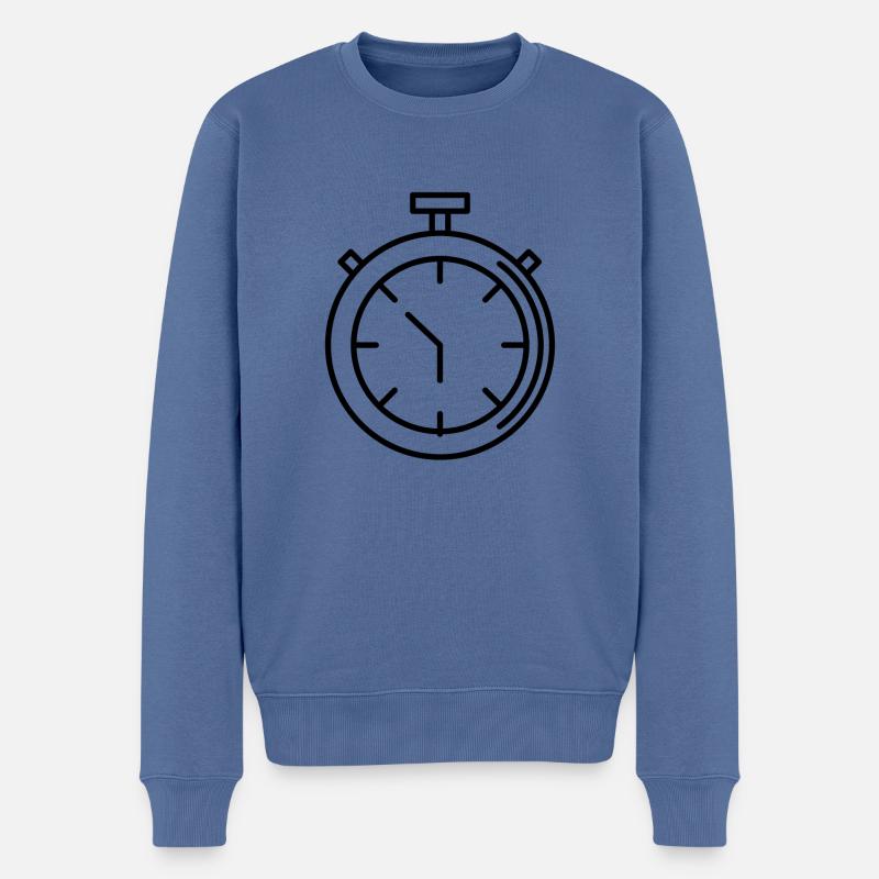 Stoppuhr - Männer Premium Bio Pullover - Taubenblau