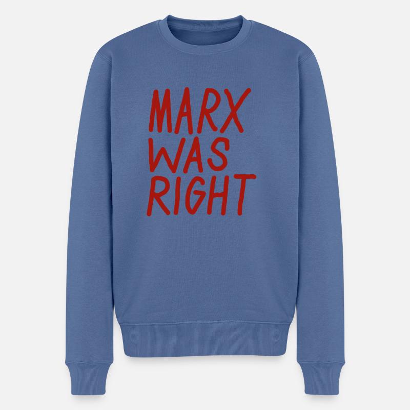 MARX WAS RIGHT - Männer Premium Bio Pullover - Taubenblau