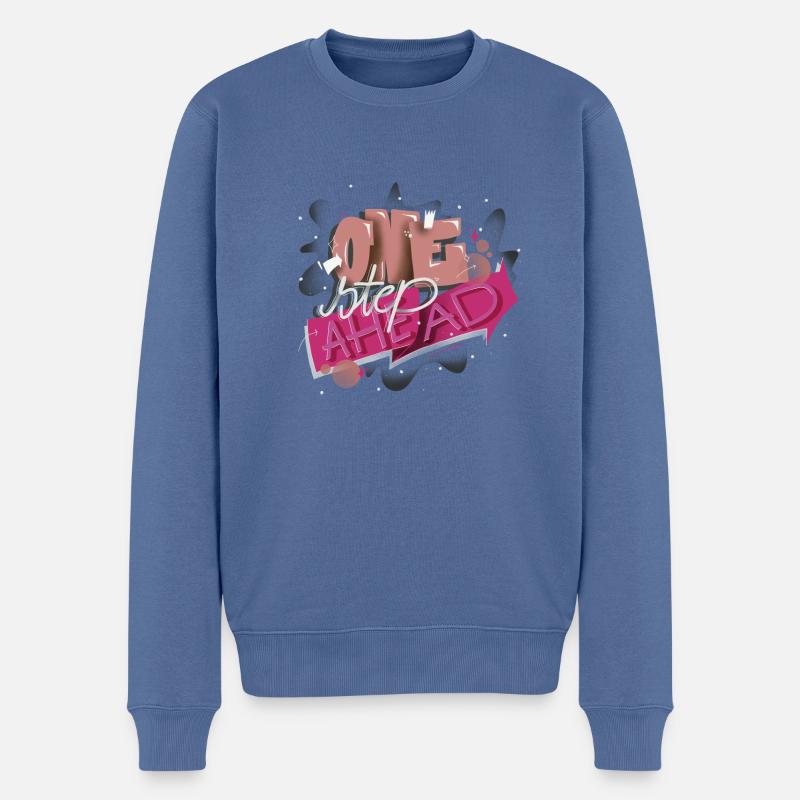 One step ahead - Männer Premium Bio Pullover - Taubenblau