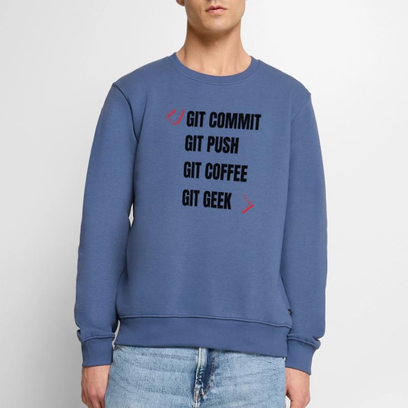 git commit git push git kaffee git geek developpeu Männer Premium Bio Pullover