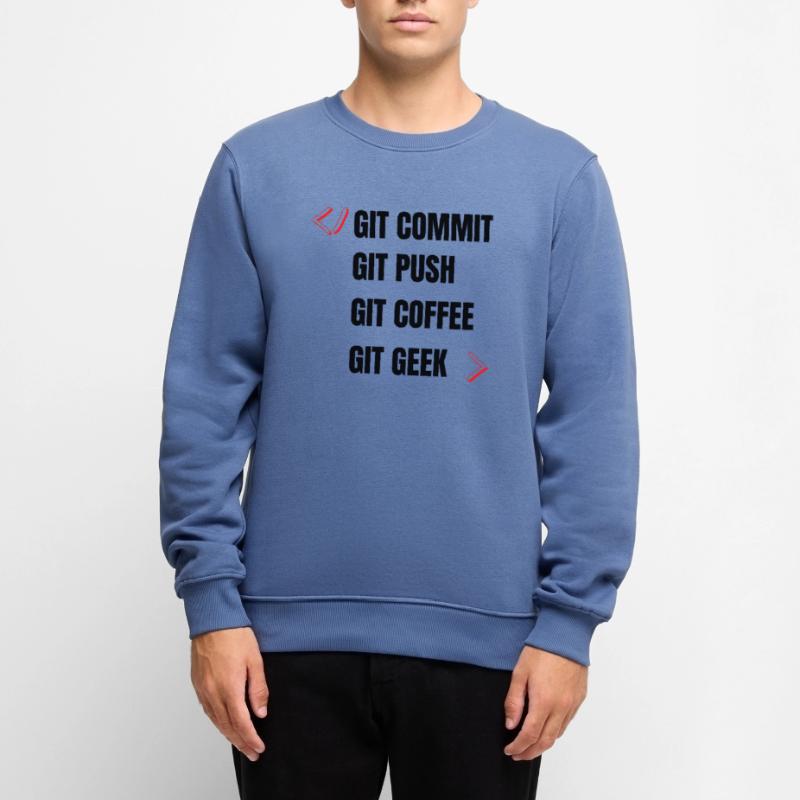 git commit git push git kaffee git geek developpeu Männer Premium Bio Pullover