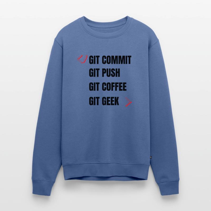 git commit git push git kaffee git geek developpeu Männer Premium Bio Pullover