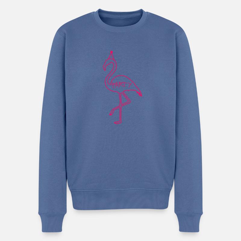 Party Flamingo - Männer Premium Bio Pullover - Taubenblau