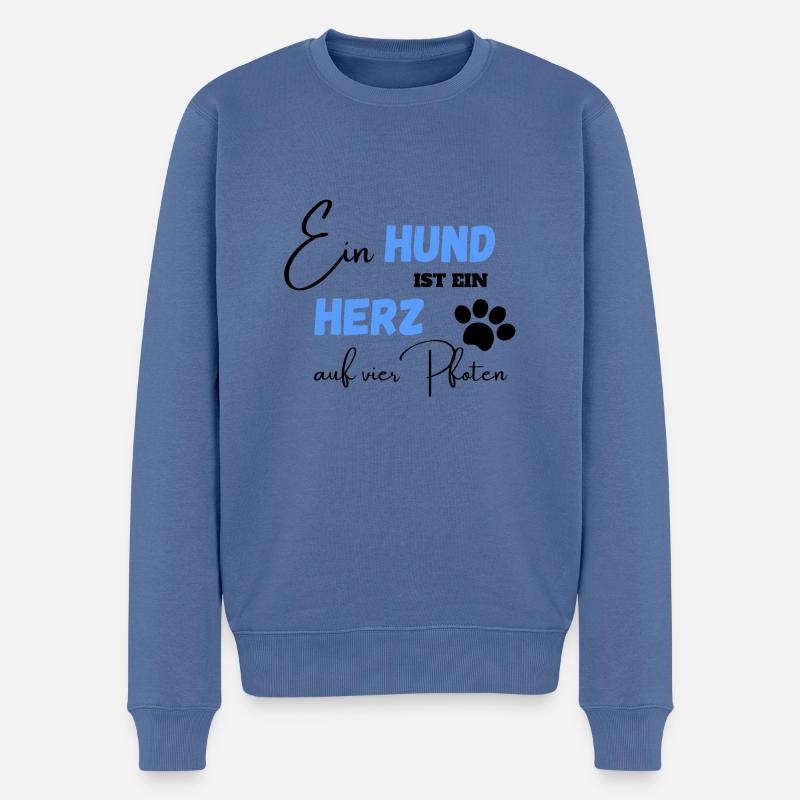 Ein Hund ist ein Herz auf vier Pfoten - Männer Premium Bio Pullover - Taubenblau