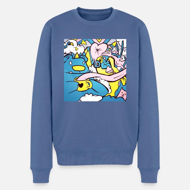 Ours de style graffiti - Pull Premium bio Homme - bleu pigeon