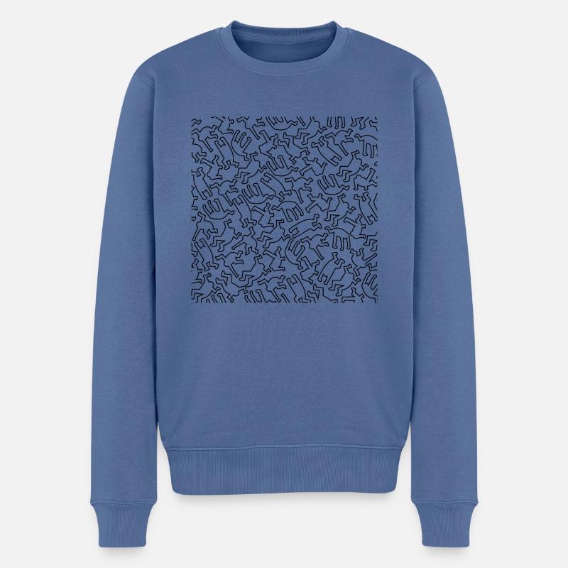 Street Art KH Figures Noir - Pull Premium bio Homme - bleu pigeon
