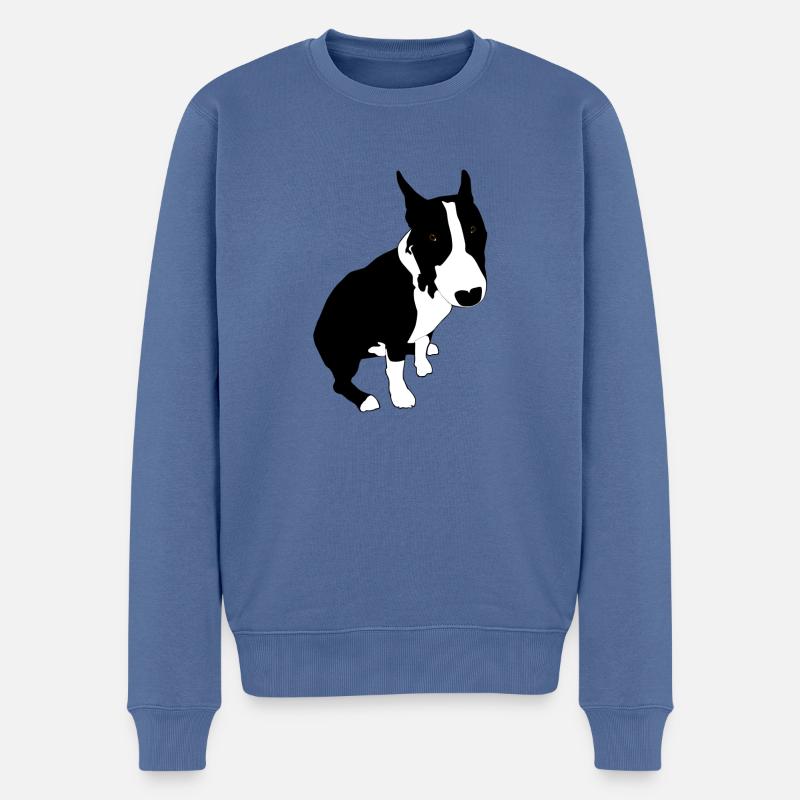 Mini Bull Terrier - Männer Premium Bio Pullover - Taubenblau