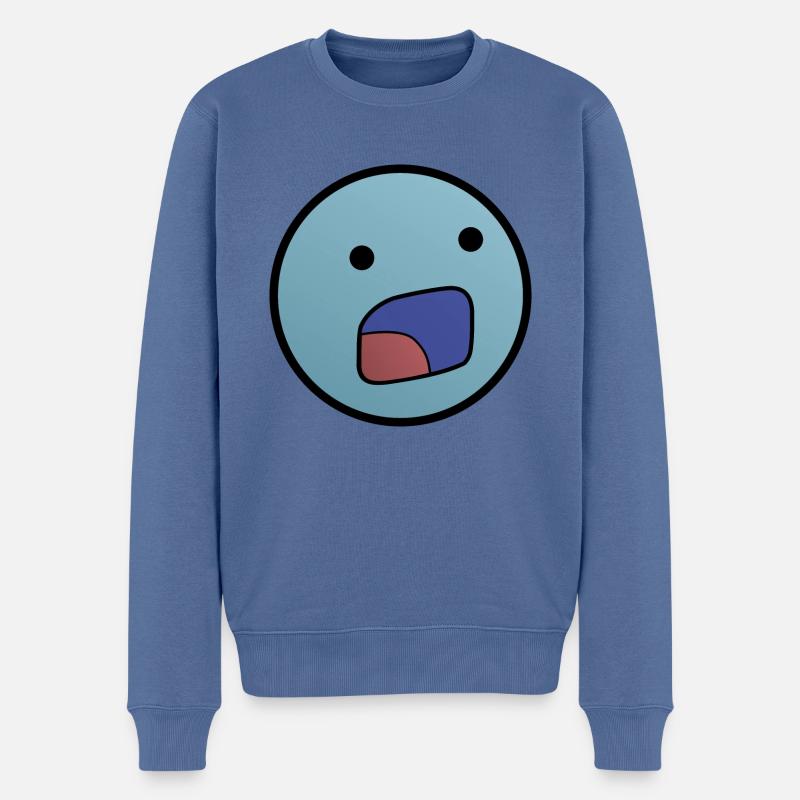 "D:" - Doppelpunkt D (Twitch Emote) - Männer Premium Bio Pullover - Taubenblau