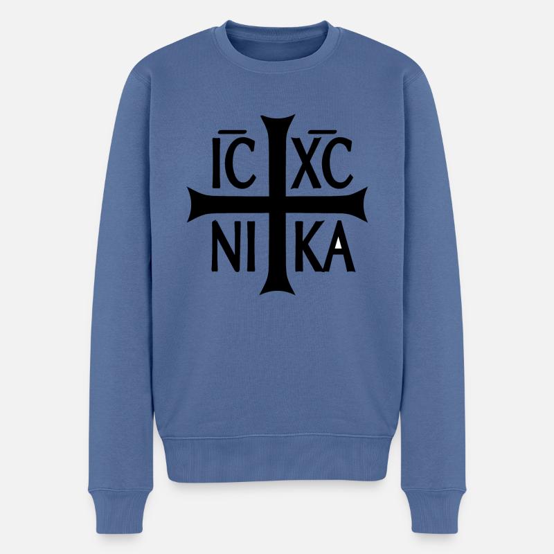Christogramm Jesus Christus erobert - Männer Premium Bio Pullover - Taubenblau