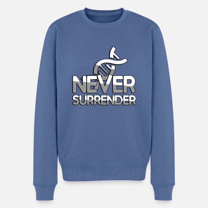 NEVER SURRENDER + DNA - Gaming - Männer Premium Bio Pullover - Taubenblau