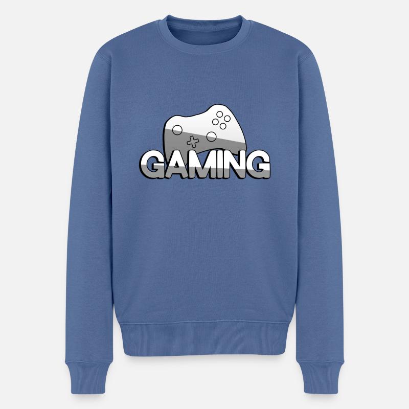 GAMING + Controller - Gaming - Männer Premium Bio Pullover - Taubenblau