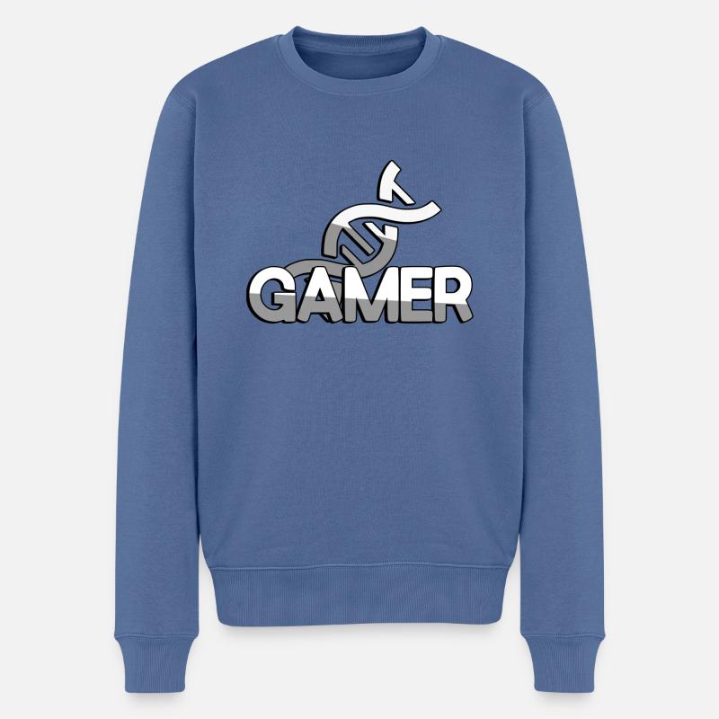 GAMER + DNA - Gaming - Männer Premium Bio Pullover - Taubenblau