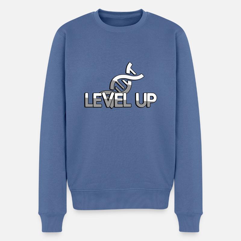 LEVEL UP + DNA - Gaming - Männer Premium Bio Pullover - Taubenblau