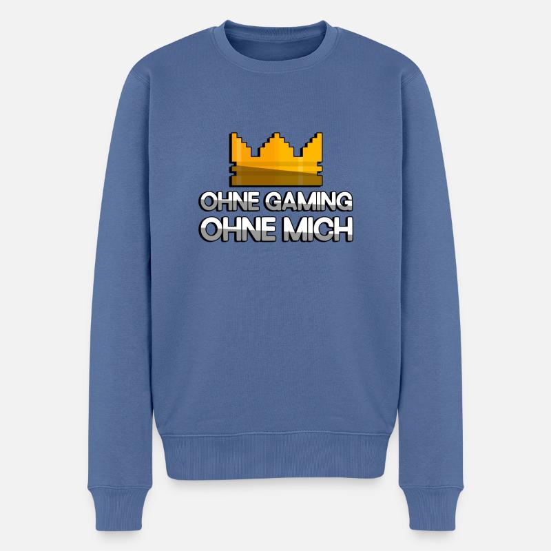 OHNE GAMING OHNE MICH + King Crown - Gaming - Männer Premium Bio Pullover - Taubenblau