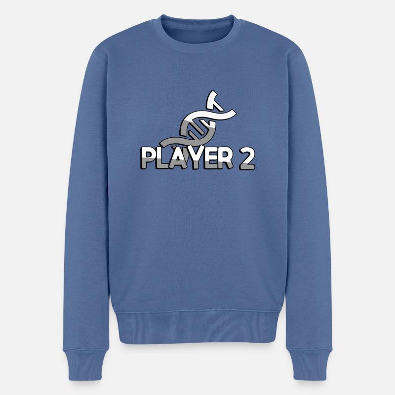 PLAYER 2 + DNA - Gaming - Männer Premium Bio Pullover - Taubenblau