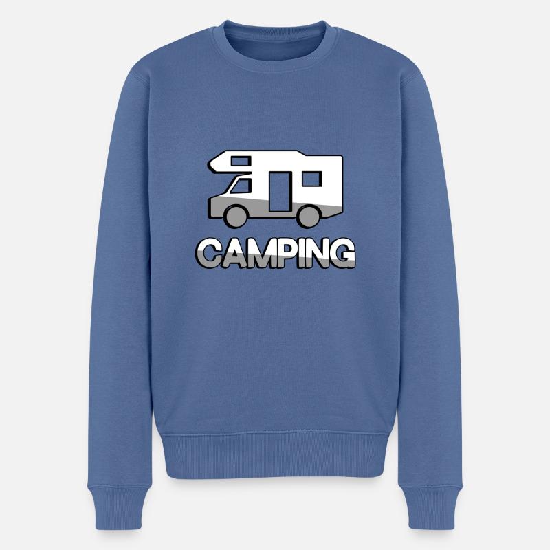CAMPING + Caravane - Camping - Pull Premium bio Homme - bleu pigeon
