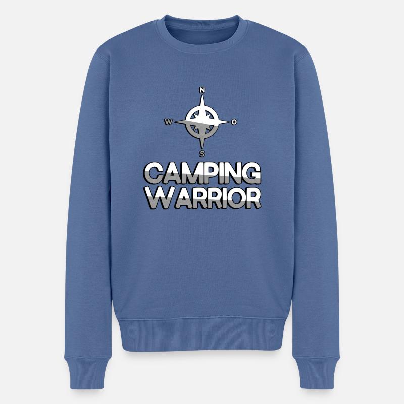 CAMPING WARRIOR + Kompass - Camping - Männer Premium Bio Pullover - Taubenblau