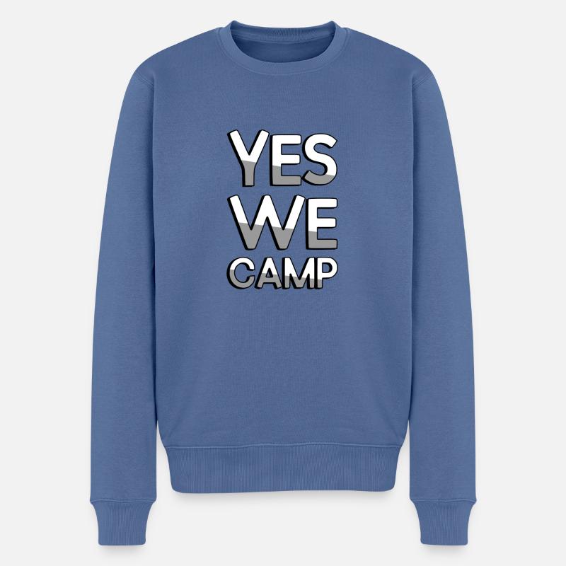 YES WE CAMP - Camping - Pull Premium bio Homme - bleu pigeon