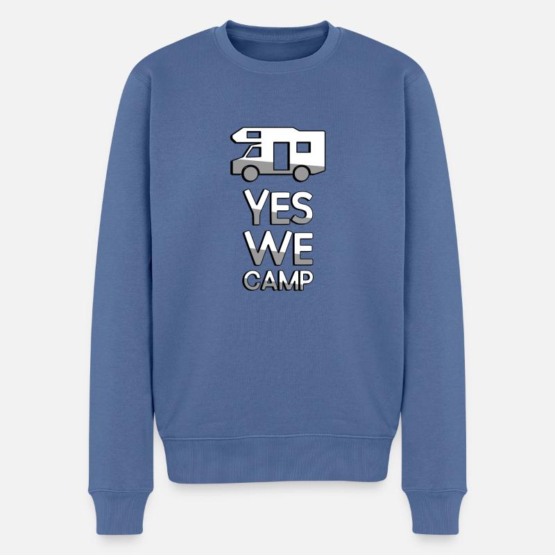 YES WE CAMP + Wohnwagen - Camping - Männer Premium Bio Pullover - Taubenblau