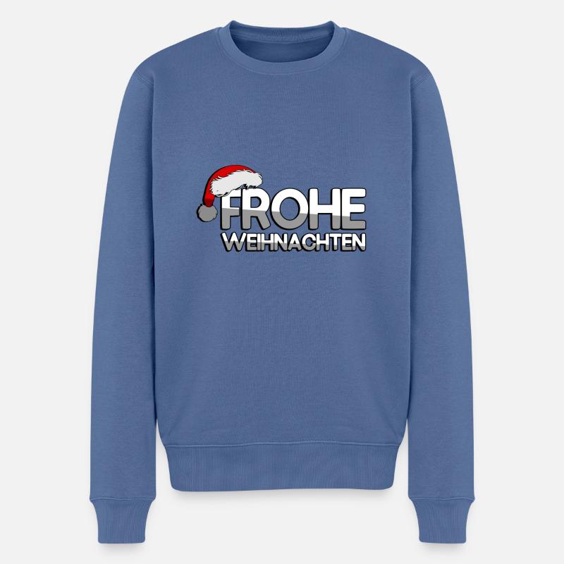 FROHE WEIHNACHTEN + Zipfelmütze - Weihnachten - Männer Premium Bio Pullover - Taubenblau