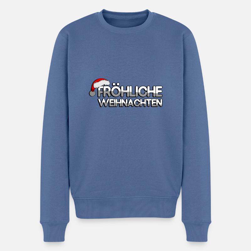 FRÖHLICHE WEIHNACHTEN + Zipfelmütze - Weihnachten - Männer Premium Bio Pullover - Taubenblau