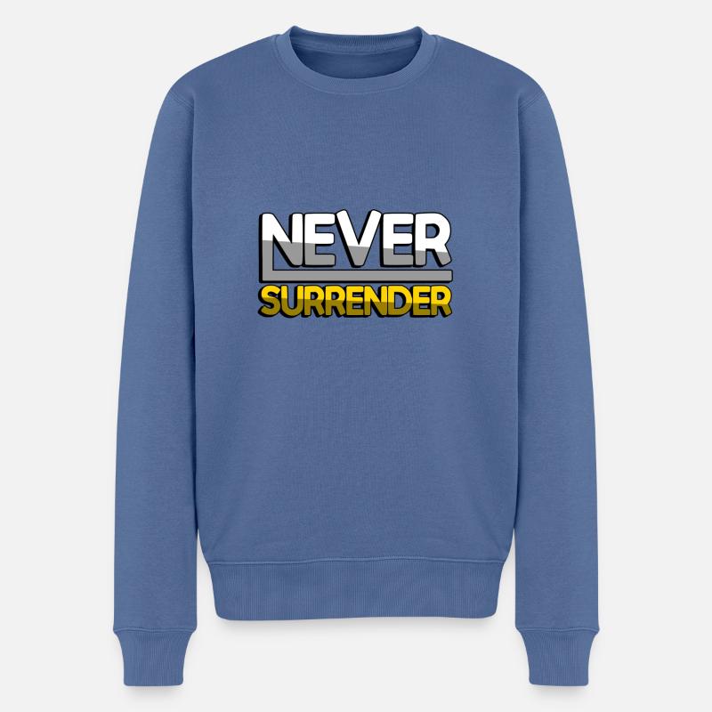 NEVER SURRENDER (Jaune) - Jeux - Pull Premium bio Homme - bleu pigeon