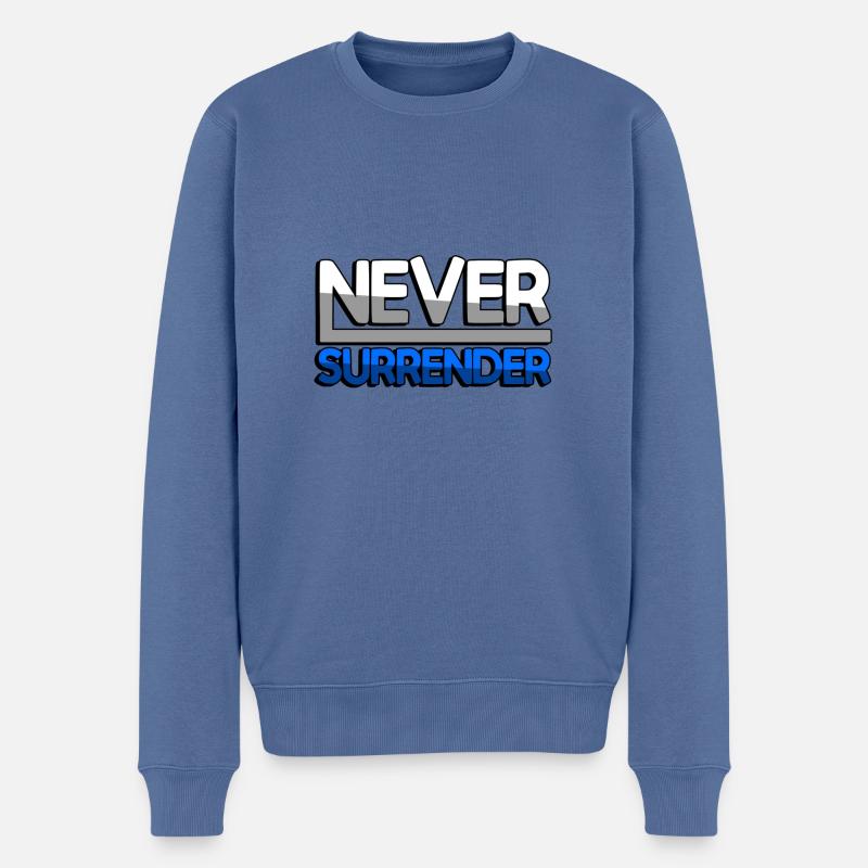 NEVER SURRENDER (Bleu) - Jeux - Pull Premium bio Homme - bleu pigeon