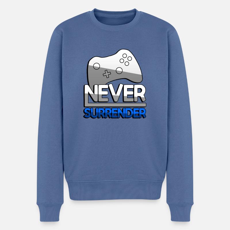 NEVER SURRENDER (Blau) + Controller - Gaming - Männer Premium Bio Pullover - Taubenblau