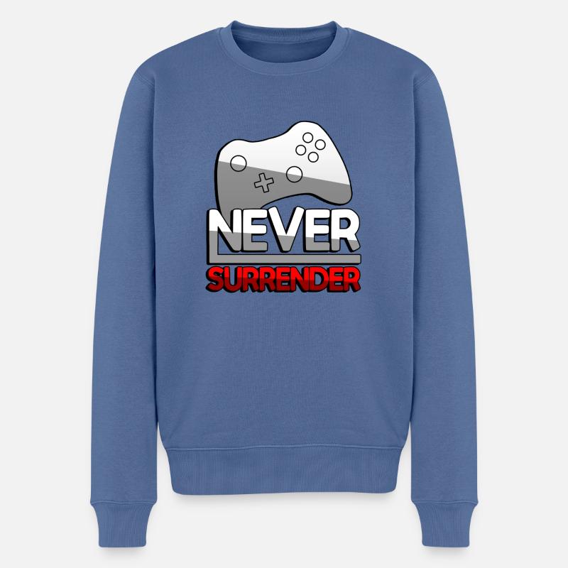 NEVER SURRENDER (Rot) + Controller - Gaming - Männer Premium Bio Pullover - Taubenblau