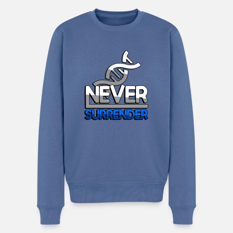 NEVER SURRENDER (Bleu) + ADN - Jeux - Pull Premium bio Homme - bleu pigeon