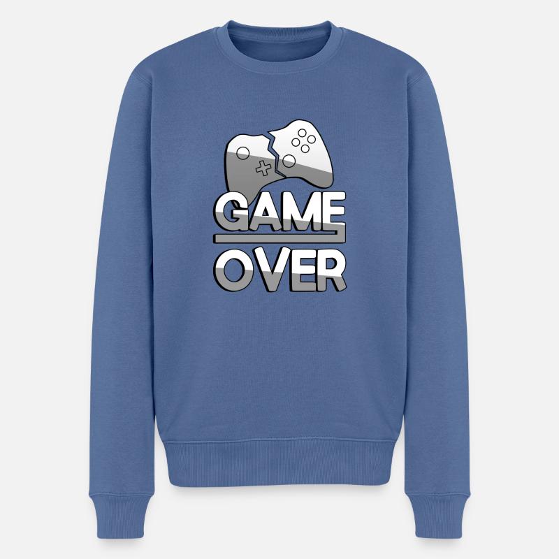 GAME OVER (White) + Controller - Gaming - Men's Premium Organic Jumper - stone blue
