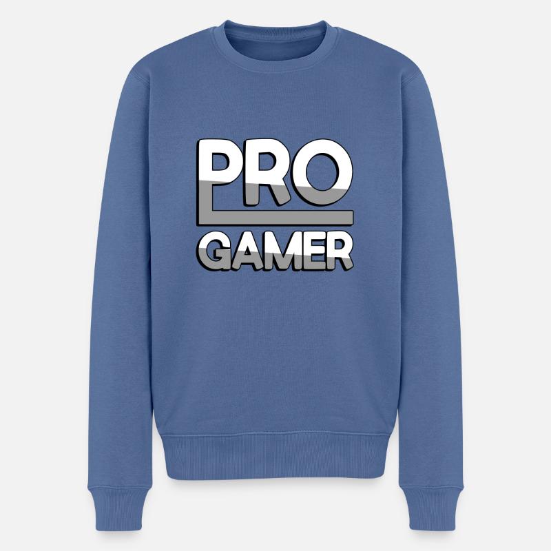 PRO GAMER (Weiß) - Gaming - Männer Premium Bio Pullover - Taubenblau