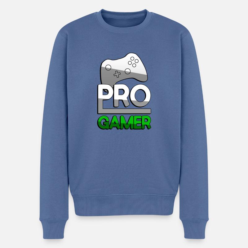 PRO GAMER (Grün) + Controller - Gaming - Männer Premium Bio Pullover - Taubenblau