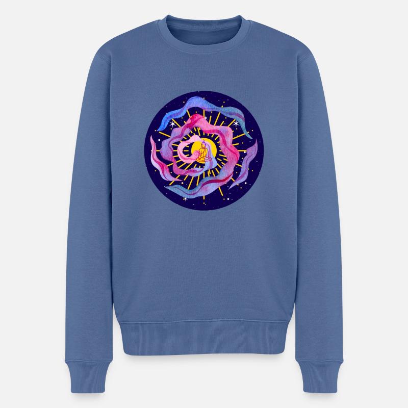 Bouddha Soleil 3 - Pull Premium bio Homme - bleu pigeon