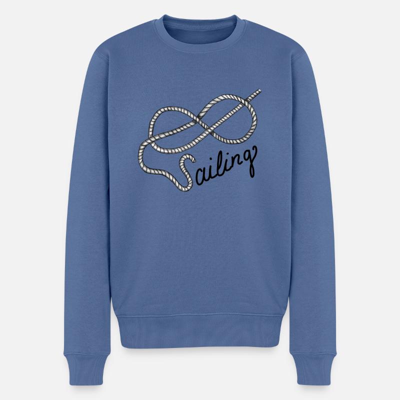 Sailing Segeln Achter Knoten mit Leine - Männer Premium Bio Pullover - Taubenblau