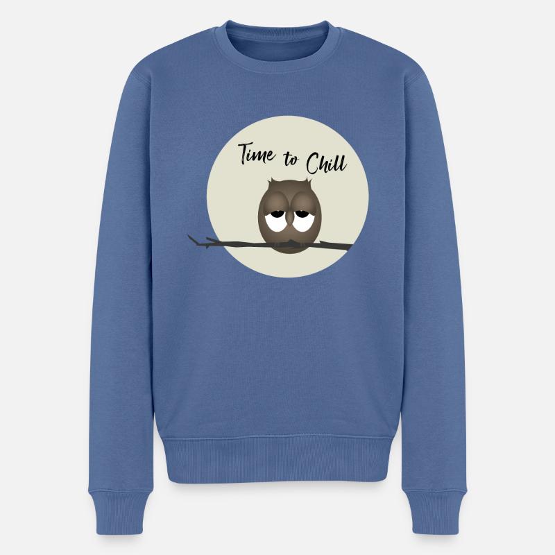 Hibou - Temps de détente - Pull Premium bio Homme - bleu pigeon