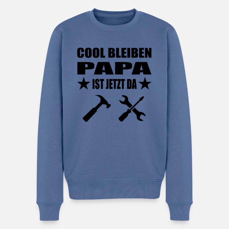 Papa - Männer Premium Bio Pullover - Taubenblau