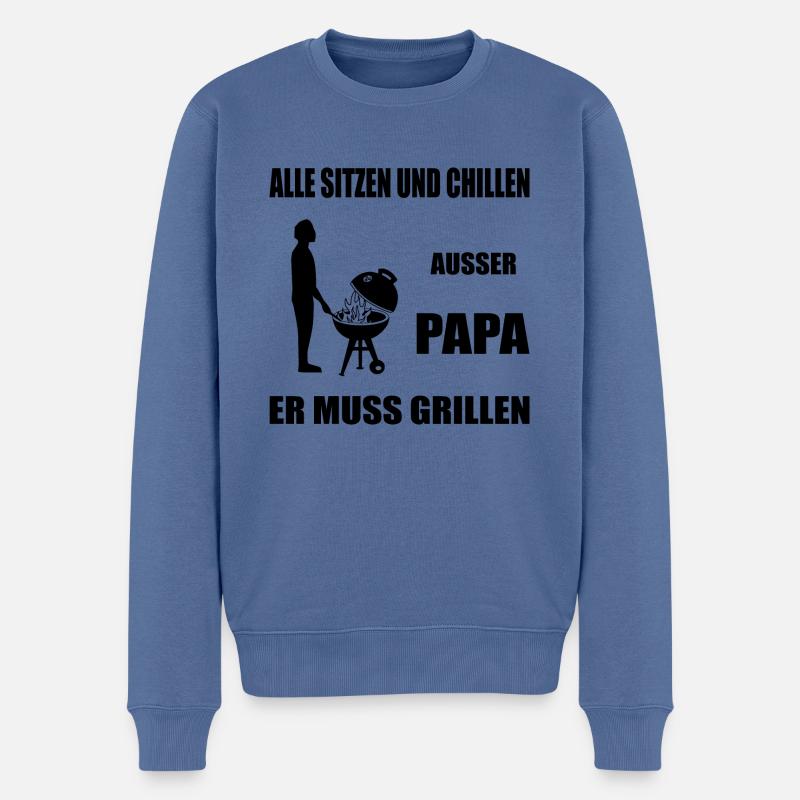 Papa - Männer Premium Bio Pullover - Taubenblau