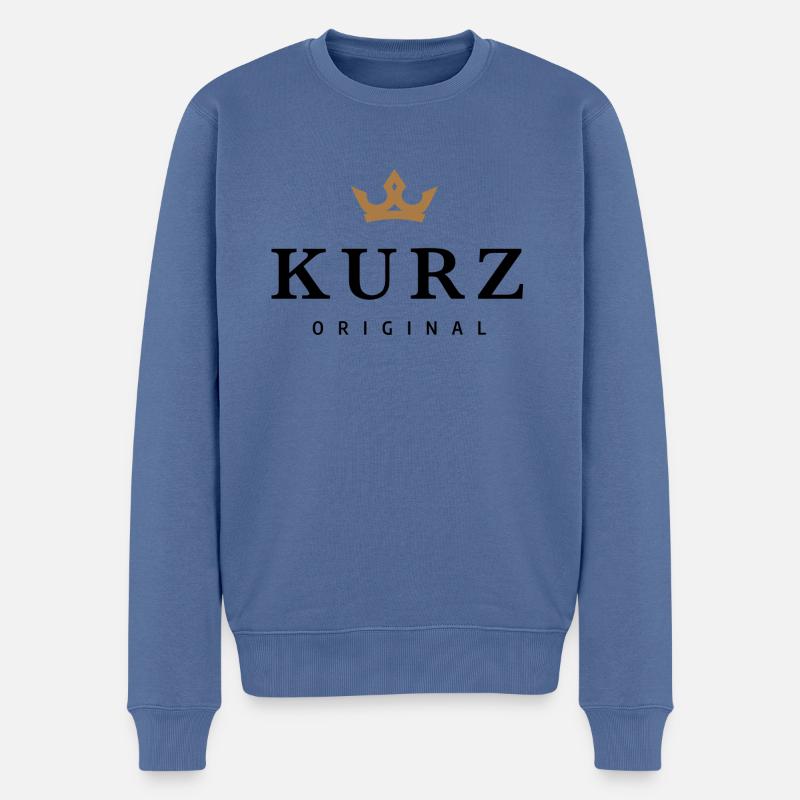 Kurz - Männer Premium Bio Pullover - Taubenblau