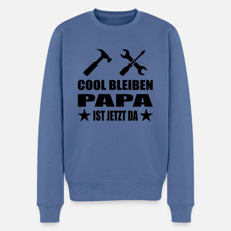 Papa - Männer Premium Bio Pullover - Taubenblau