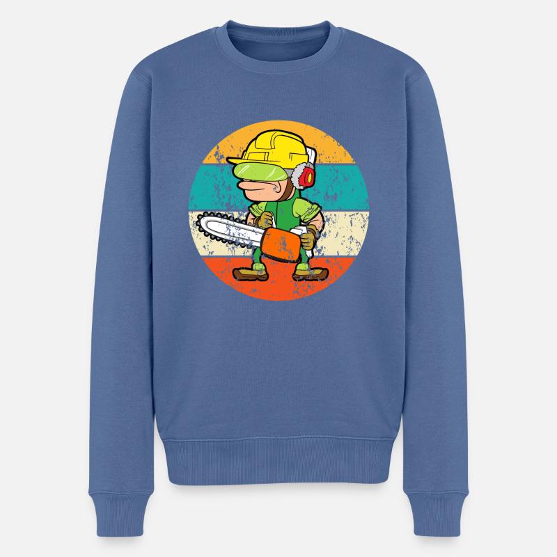 Baumfäller Waldarbeiter Kettensäge Motorsäge - Männer Premium Bio Pullover - Taubenblau