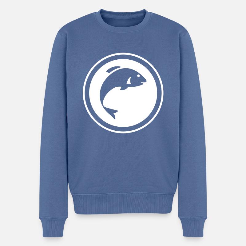 Fisch Symbol - Männer Premium Bio Pullover - Taubenblau