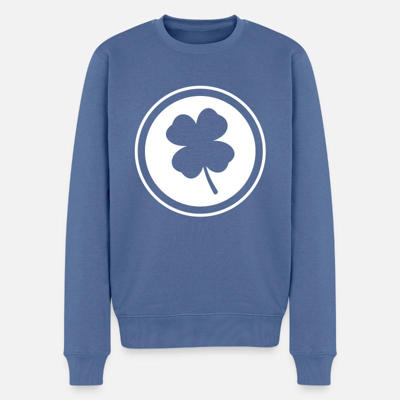 Bonheur de trèfle - Pull Premium bio Homme - bleu pigeon